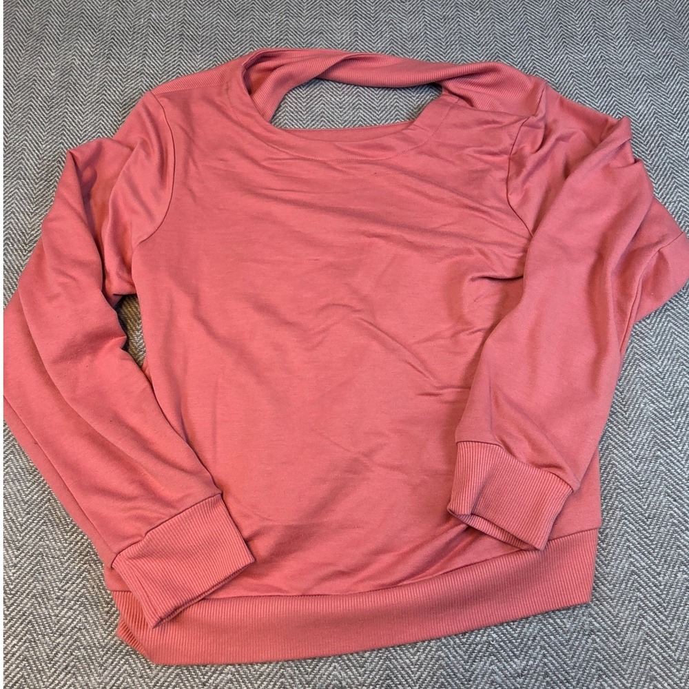 Avia Womens Pink Open Back Cutout Long Sleeve Sweatshirt Size M 8-10 Activewear